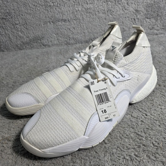 Adidas Trae Young 2 Men's‎ Basketball Shoes triple White Size 18 H03844 NEW